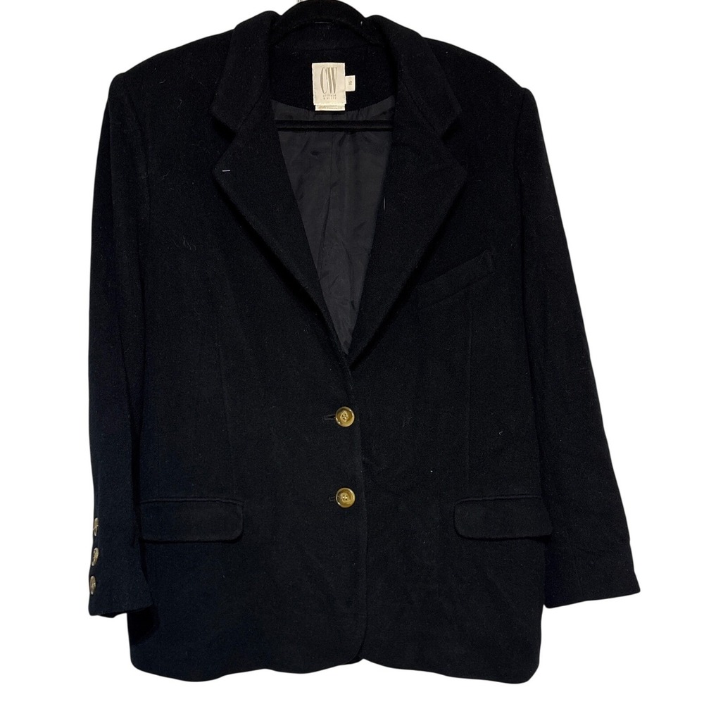 Clifford‎ & Wills Black Wool Blend Blazer Jacket Size 16 Gold Button Tailored